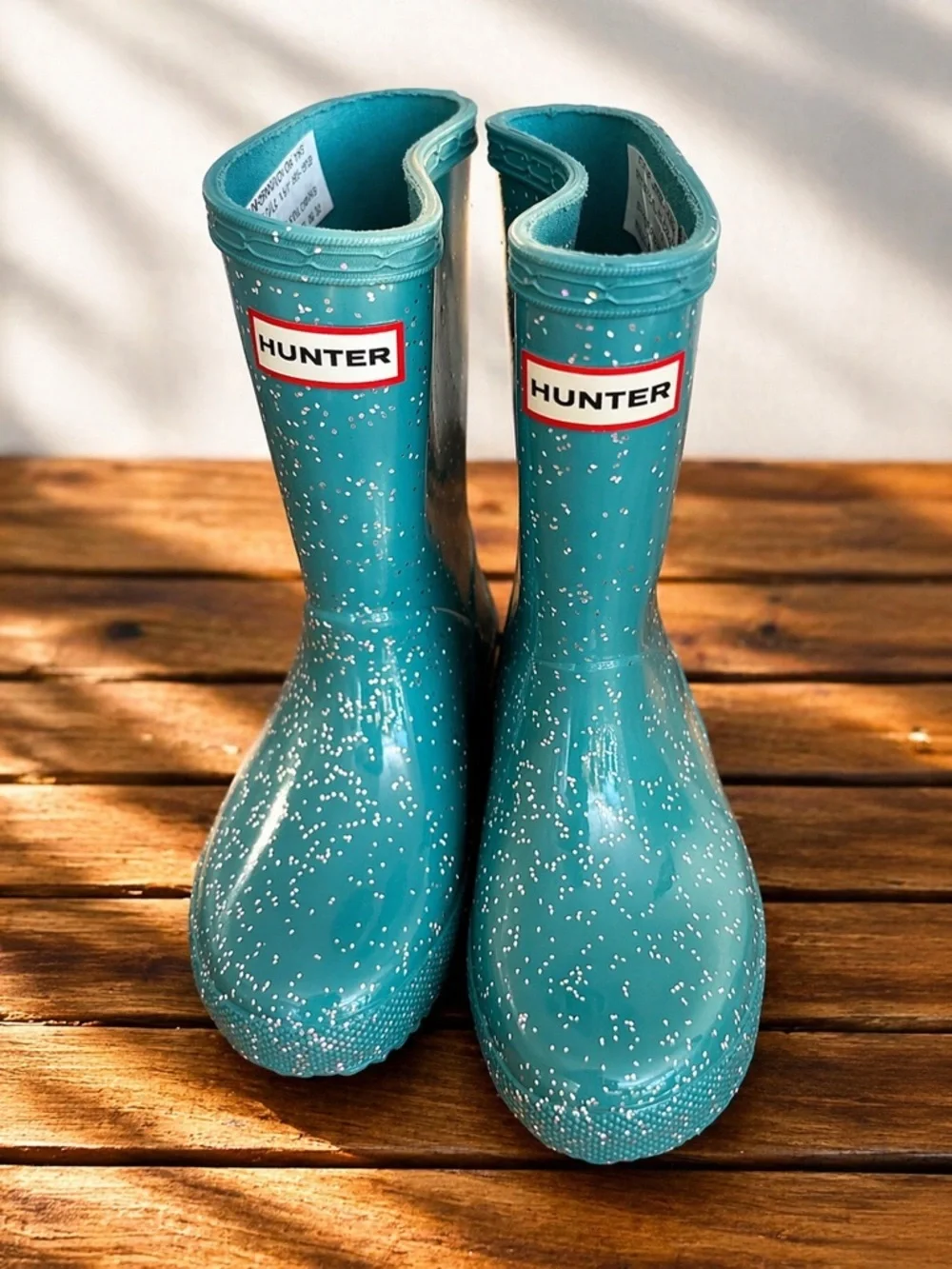 Hunter Little Kid First Classic Giant Glitter Boot Aqua size 9